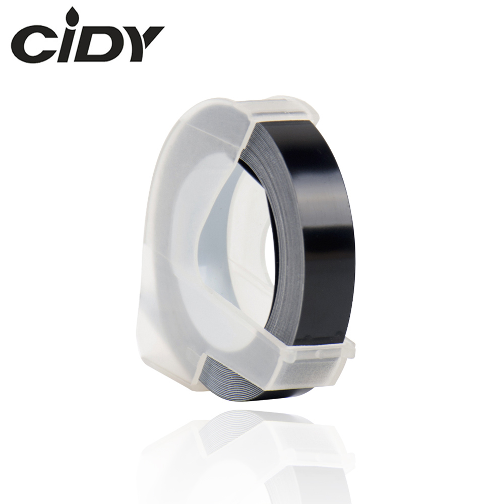 CIDY 1pcs Black color Compatible for DYMO 1610 12965 1880 label maker DYMO 3D Plastic Embossing Xpress Label 9mm*3m MOTEX E101