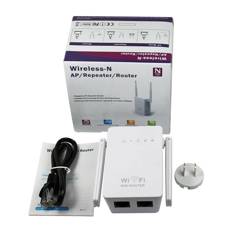 300Mbps WiFi répéteur sans fil-N Range Extender Wi-Fi Signal Booster routeur réseau 2.4G antennes externes prise américaine