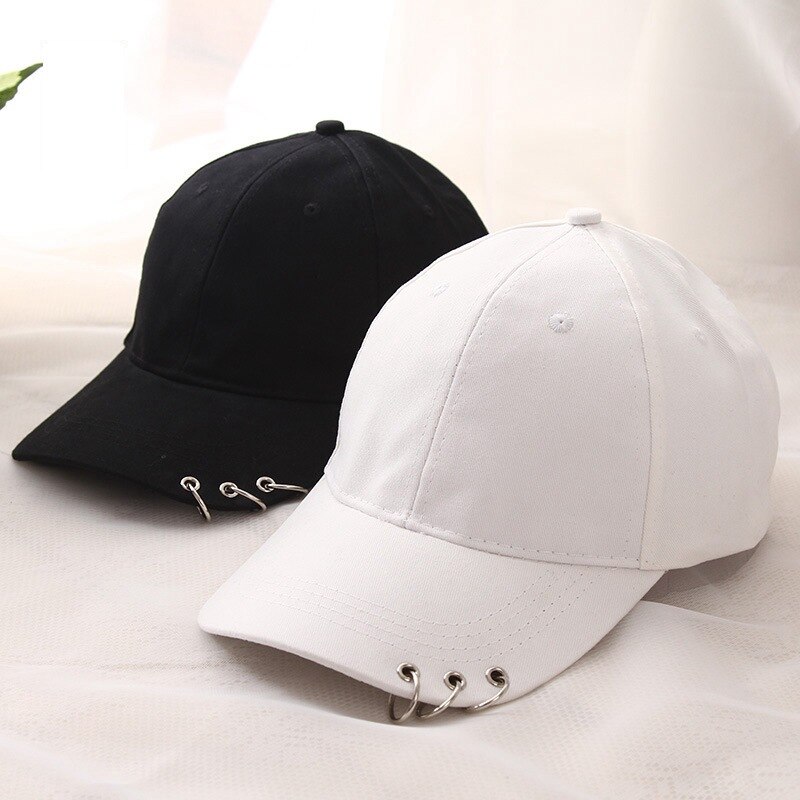 Persoonlijkheid Ring Baseball Cap Effen Kleur Licht Versie Gebogen Rand Caps Zonnescherm Straat Hip-Hop Hoed