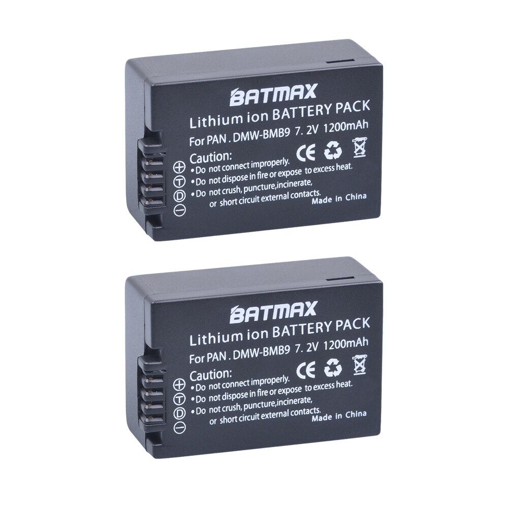 Batmax 1200mAh DMW-BMB9 camera Li-ion battery for Panasonic Lumix DMC-FZ40K,FZ45K, FZ47K,FZ48K,FZ60,FZ70,FZ100,FZ150: 2 battery