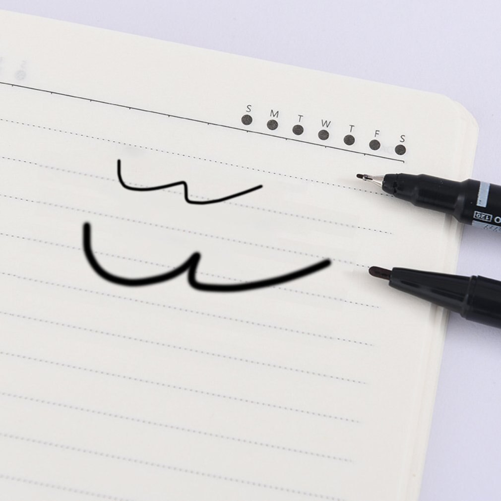 Black Ultra-fine Double-end Marker Pen Small-end Pen Water-based For Hook Line Pen Practical Stationery