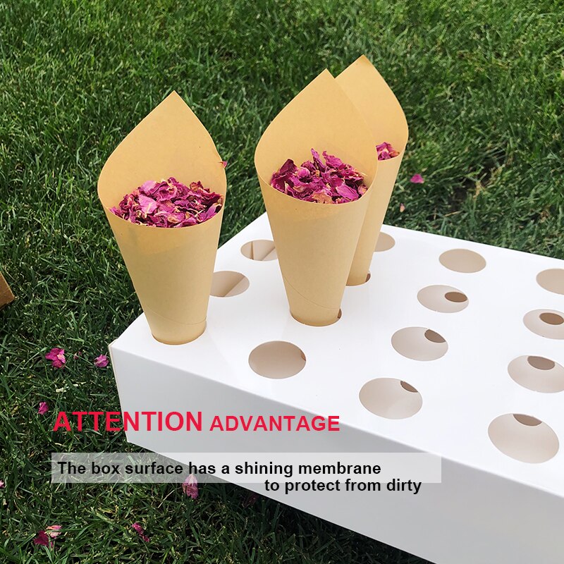 Confetti cone holder FEESTIGO natural confetti cones holder for wedding decoration White-Kraft confetti cones stand box tray
