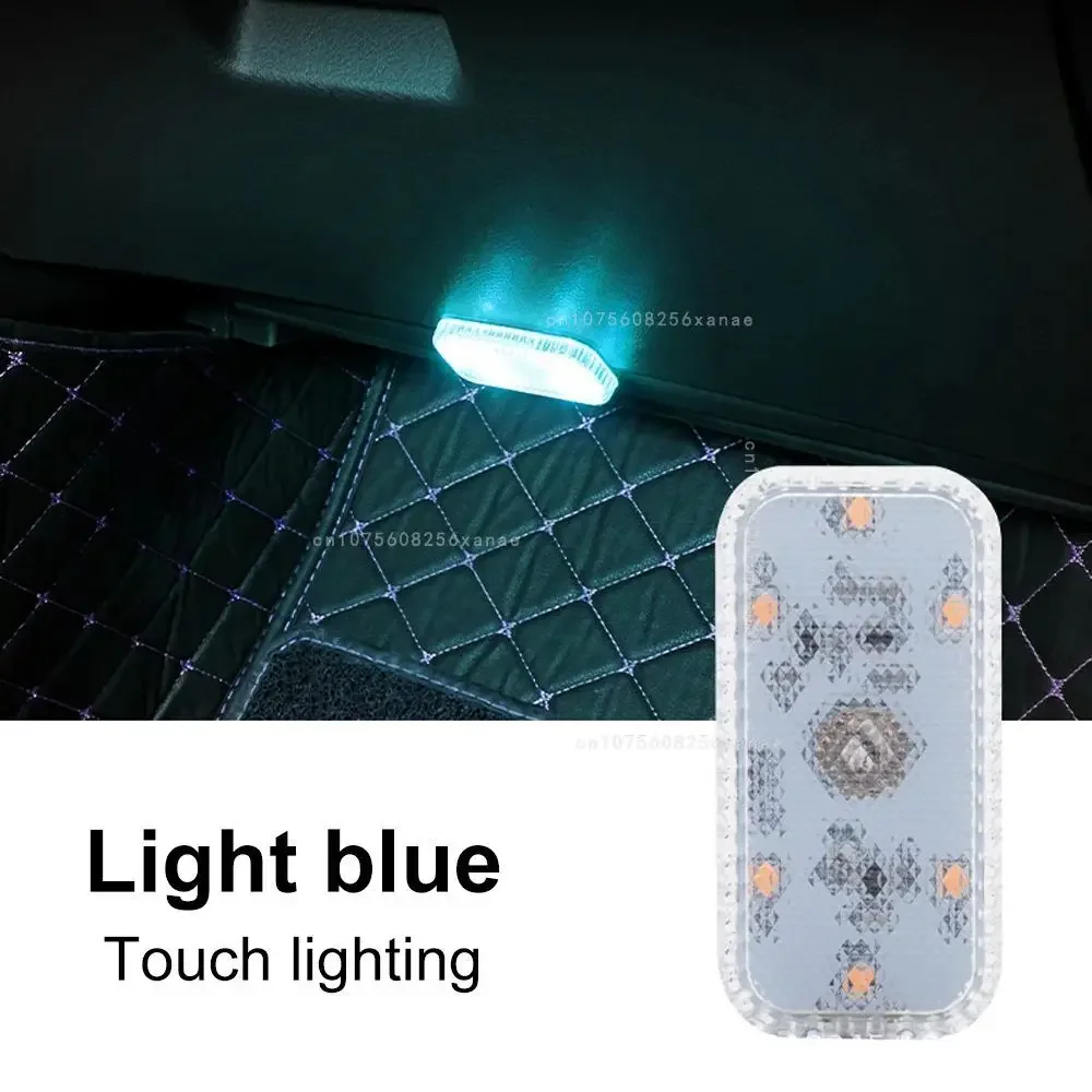 1PCS Touch Sensor LED Lamp LED Ambient Light Car Interior Roof Reading Lamp Wireless USB Rechargeable Atmosphere Lights: 4300K White Yellow