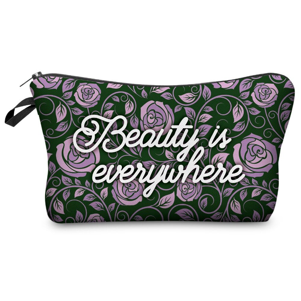 Who Cares Flower 3D Printing With Multicolor Pattern Makeup Bags with Zipper Travel Ladies Pouch Women Cosmetic Bag: bpd41401