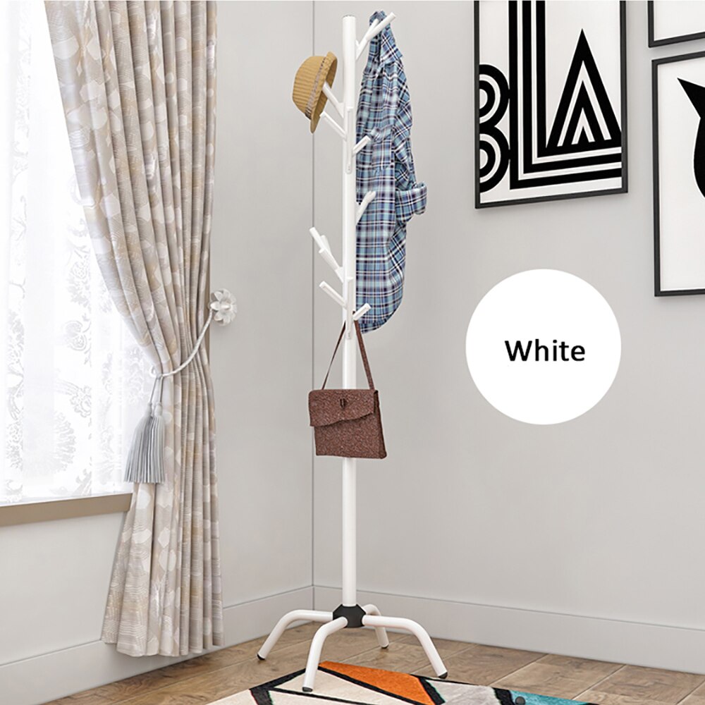 Coat Rack Clothes Tree Hat Hanger Free Standing Simple Hat and Coat Stand with 6 Hooks 4 Feet Base for Bedroom Office