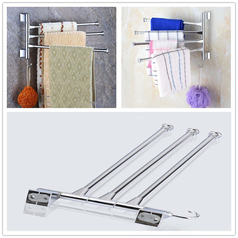 Swivel Towel Rack Stainless Steel Heavy Duty Wall Mounted Towel Shelf Towel Holder Towel Rack for Hotel Bathroom Home