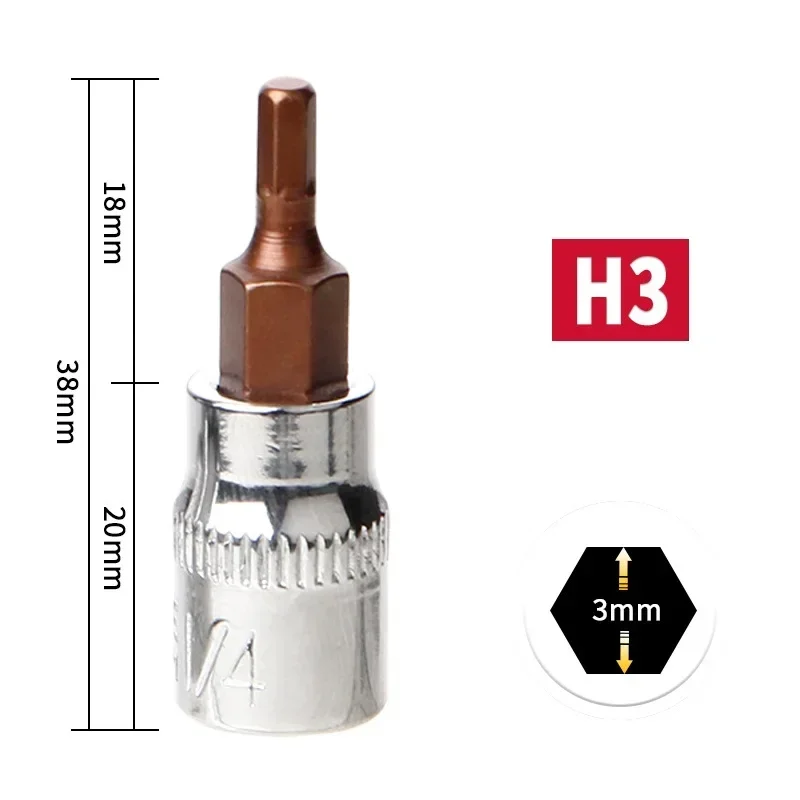 1/4 Inch Drive Hex Socket Bit Set 3mm 4mm 5mm 6mm 7mm 8mm schroevendraaier Bits Voor Inner Hex Socket Handgereedschap H3 H4 H5 H6 H7 H8: Rose
