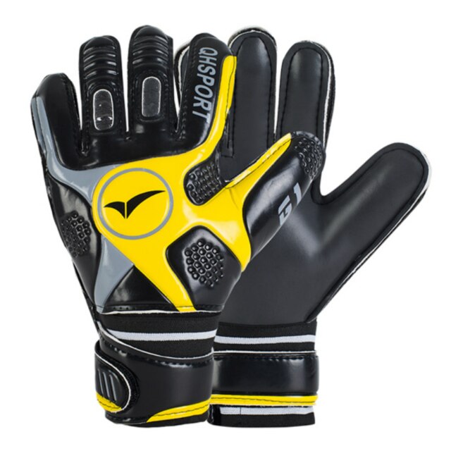 Adult Goalkeeper Gloves With Finger Protection Men Thickened Latex Soccer Football Goalie Gloves Women Goal keeper: Black Yellow / Size 9