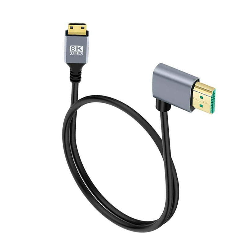 0,5M 1M 8K UHD-kabel omhoog/omlaag/links/rechts hoek HDMI-compatibel Mini Micro HD-scherm Dun snoer voor laptop PC Camera Monitor HDTV: Army Green / 1m