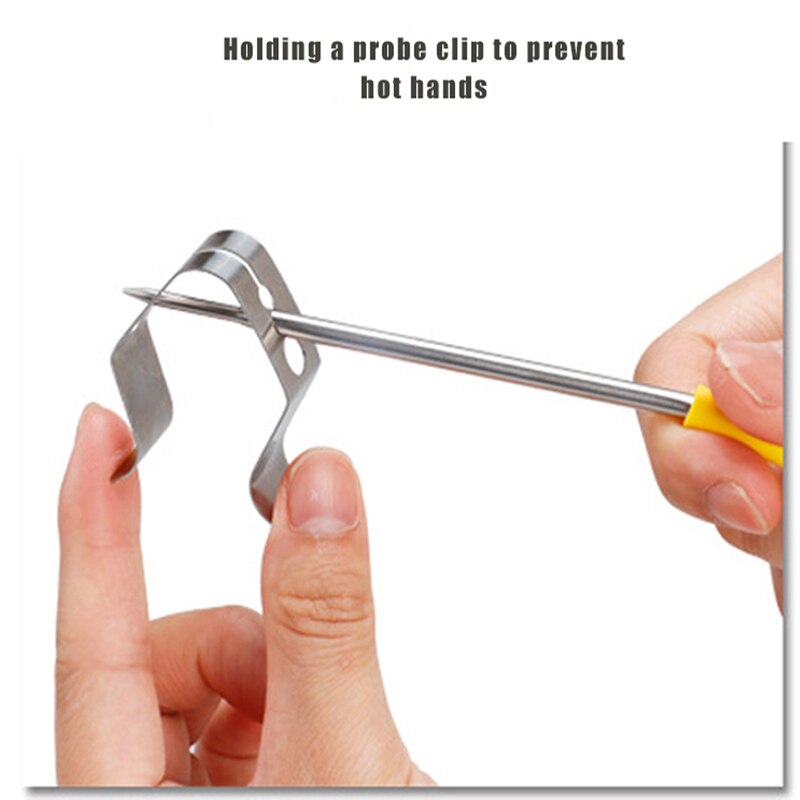 BBQ Thermometer Probe Clip Stainless Steel BBQ Smoke Thermometer Holder Kitchen Barbecue Accessories