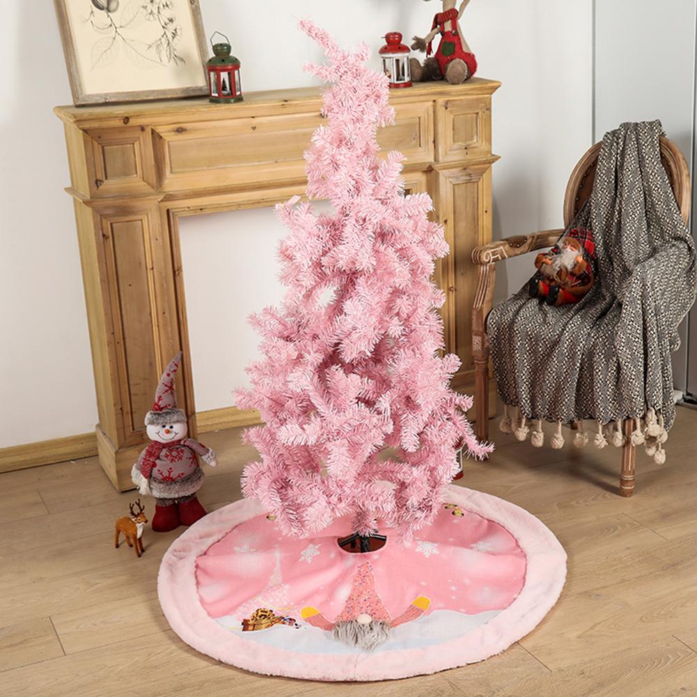 Jupe d&#39;arbre de noël rose, avec décor de maison doux et léger pour fête
