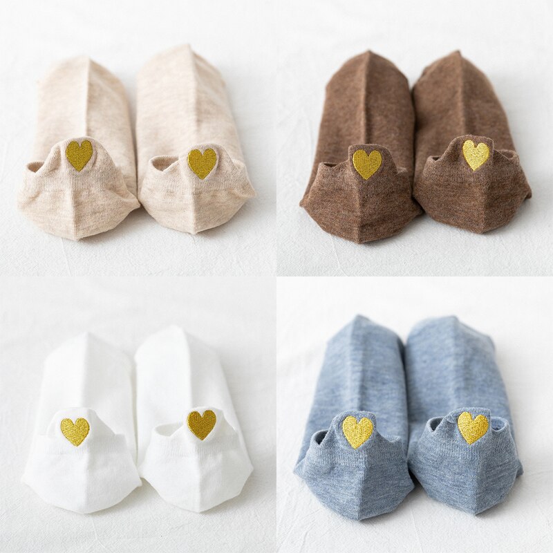 Funny Woman Socks Women 4 Pairs Pack Short Ankle Socks Happy Kawaii Girls Cotton Cartoon Cute Heart Casual Sock harajuku Sox: 3