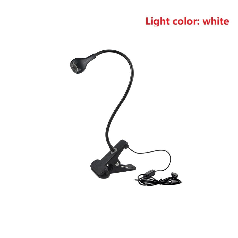 5V USB power LED Desk lamp Flexible study Reading Book lights Eye Protect Table lamp With Clip for home bedroom study lighting: white