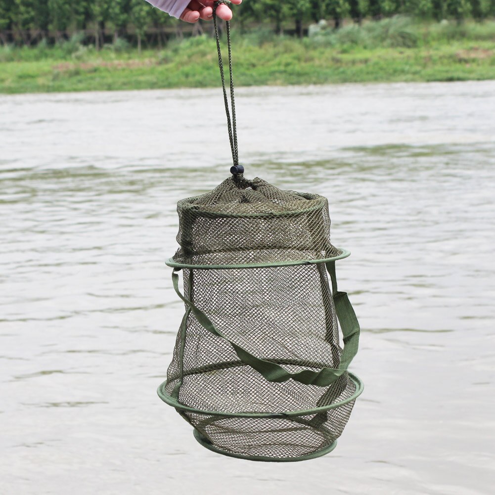 Sougayilang Draagbare Visnet 4 Maten 3 Layer Ronde Vouwen Vis Garnalen Mesh Kooi Werpnet Vissen Trap Net Vouw schepnet