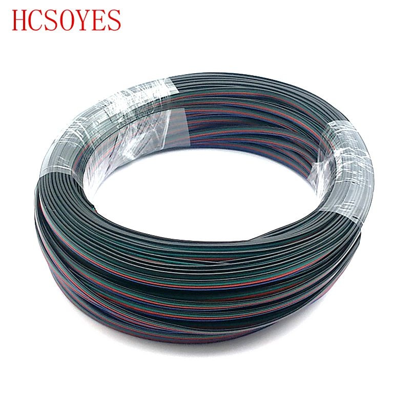 5m/10m/20m/ rull 4- pinner forlengelsesrgb + svart ledningskabel til  ws2801/5050 /3528/ lpd 8806/ apa 102 smd rgb ledet stripe 22 awg linje