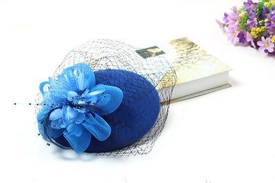 mujer boda sombrero flor negro para de novia velo pelo con peine perla con cuentas para novia sombreros y fascinadores: Azul