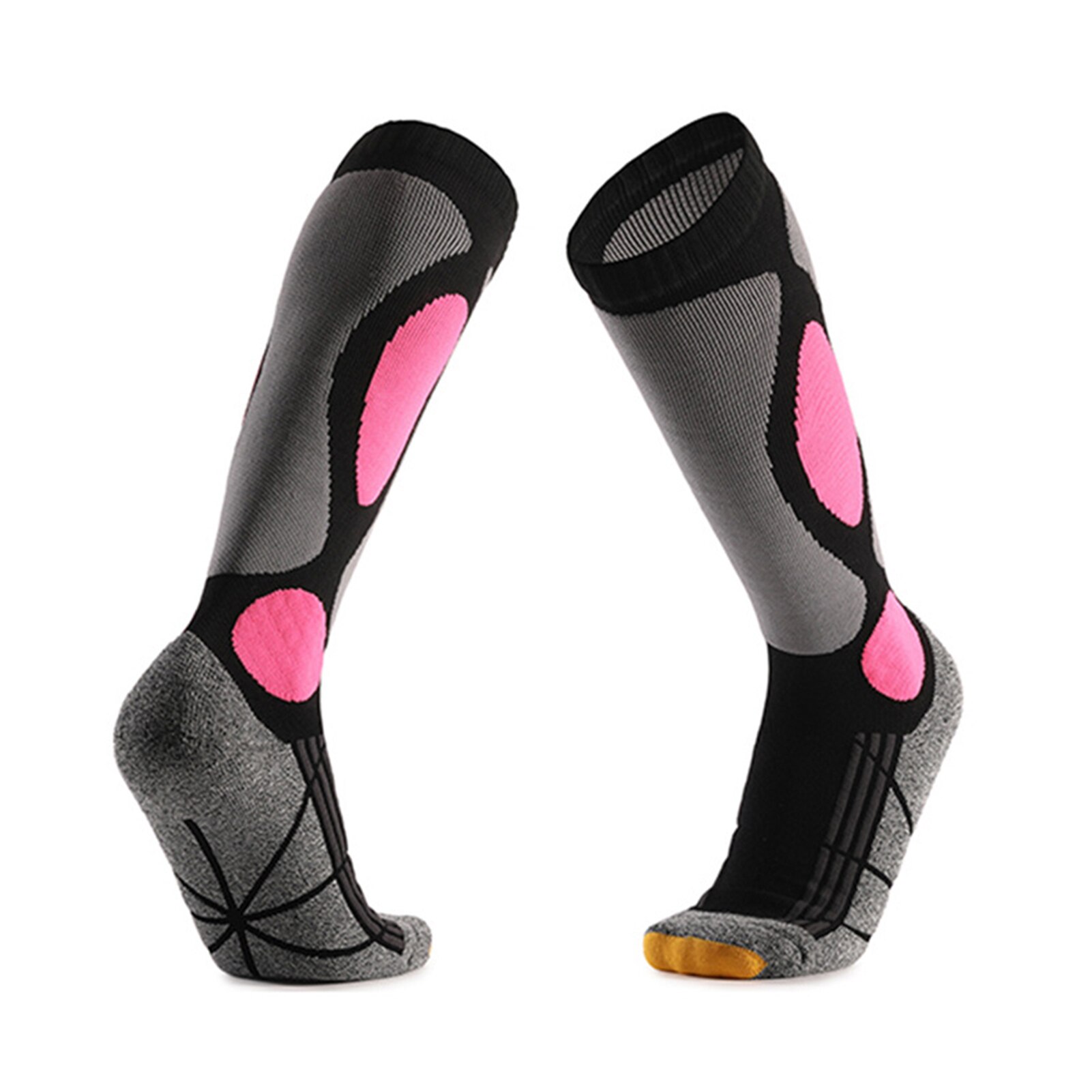 1 par unisex meias de esqui engrossado montanha escalada manter quente longo tubo mistura algodão esporte ao ar livre outono inverno portátil caminhadas: Rosa