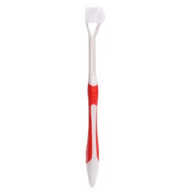 Toothbrush Child's Triple 3 Sided Head Toothbrush Pratical Durable For Special Autism Overly Sensitive Child: Red