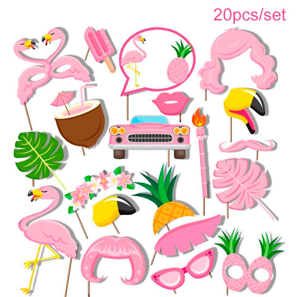 Hawaii fotoboks rekvisitter luau flamingo rekvisitter sommer strand fest fødselsdag hawaiisk bryllup fotoband rekvisitter fest indretning tropisk: 20 stk