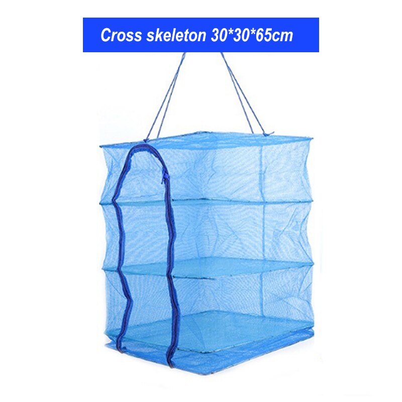 4 Layers Foldable Drying Fishing Net Rack Hanging Vegetable Fish Dishes Dryer PE Hanger Fishing Net Fishing Accessories X110G: 30x30x65