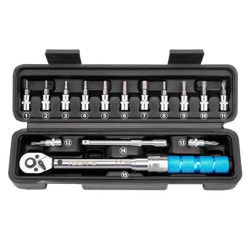 TOOPRE Juego de llaves dinamométricas universales 1/4 "2-24Nm llave dinamométrica de bicicleta de doble escala Kit de reparación de mantenimiento de bicicleta de Motor llave inglesa