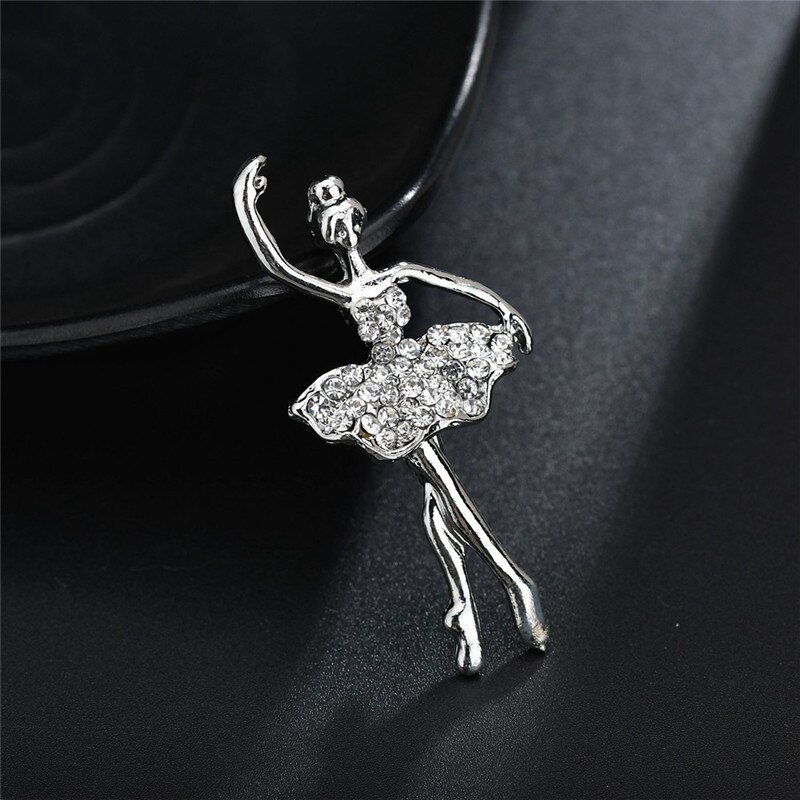 SexeMara Exquisite Stylish Multicolor Crystals Pretty Flower Skirt Ballet Dancer Ballerinas Brooch Women Girls Pins Broach