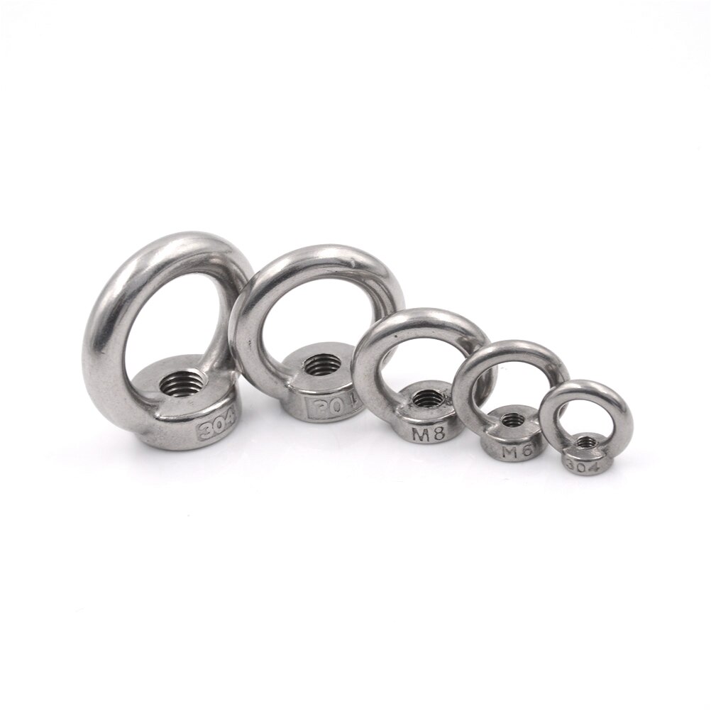 Marine Lifting Eye nut Ring Nut Loop Hole for Cable Rope Lifting One Piece M5/M6/M8/M10/M12 Eye Nut Stainless Steel