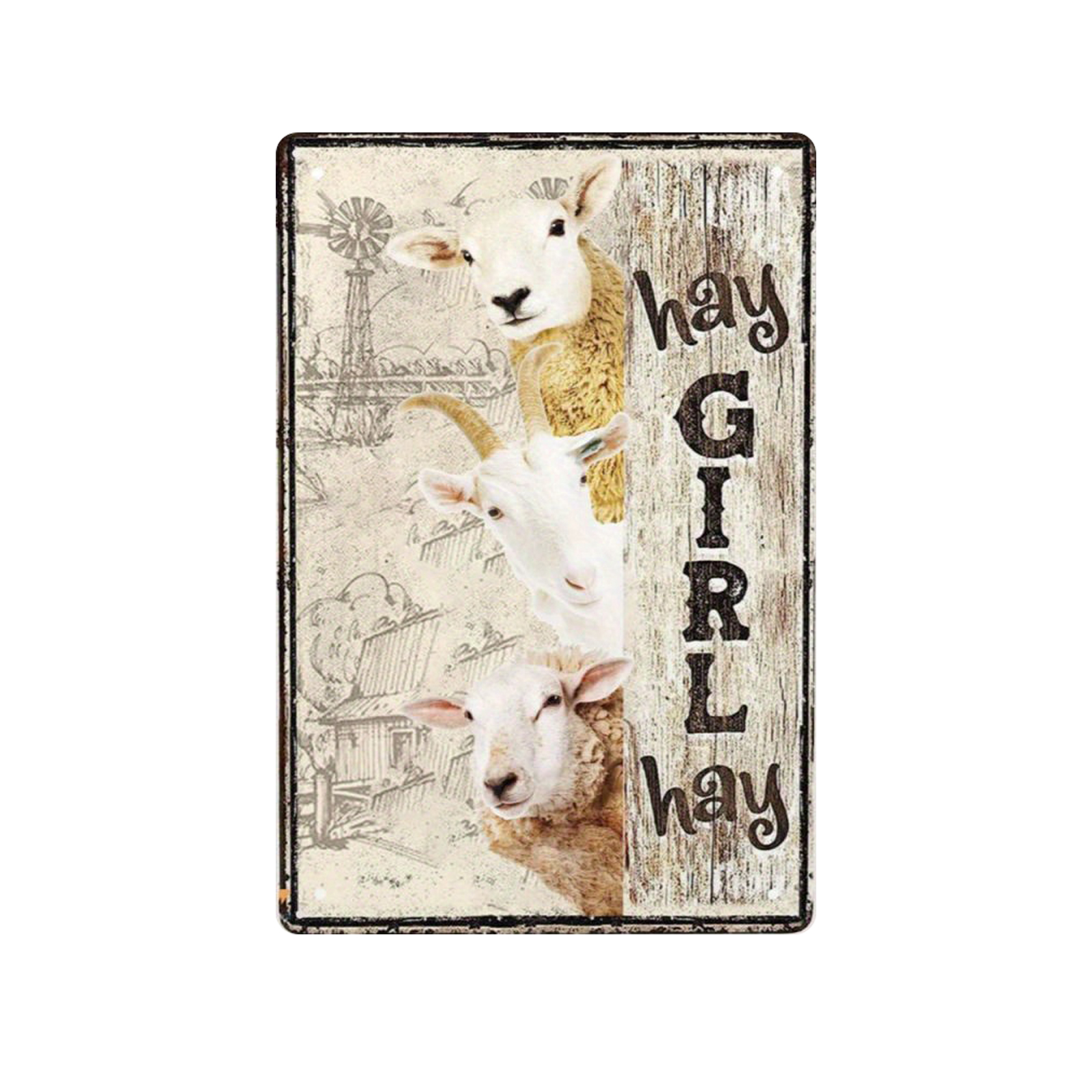 Divertido letrero de granja de cabras: mantenga la puerta cerrada, letrero de precaución de estaño/aluminio de metal para valla de granja, pared de casa y puerta: XL / Verde manzana