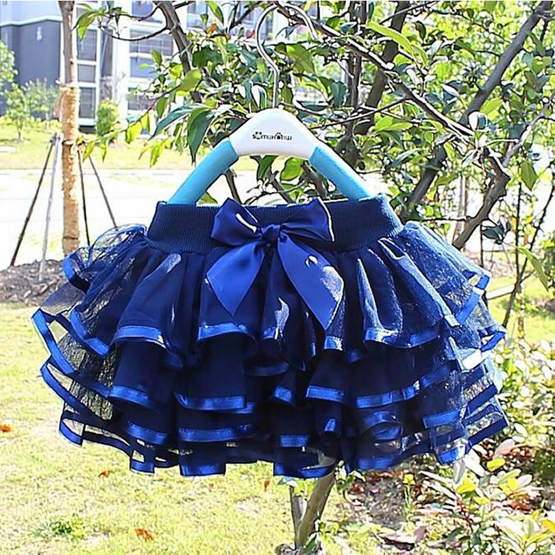 candy color skirt Girls tutu skirts baby ballerina skirt childrens chiffon fluffy pettiskirts kids Hallowmas casual: Tutu skirts Blue