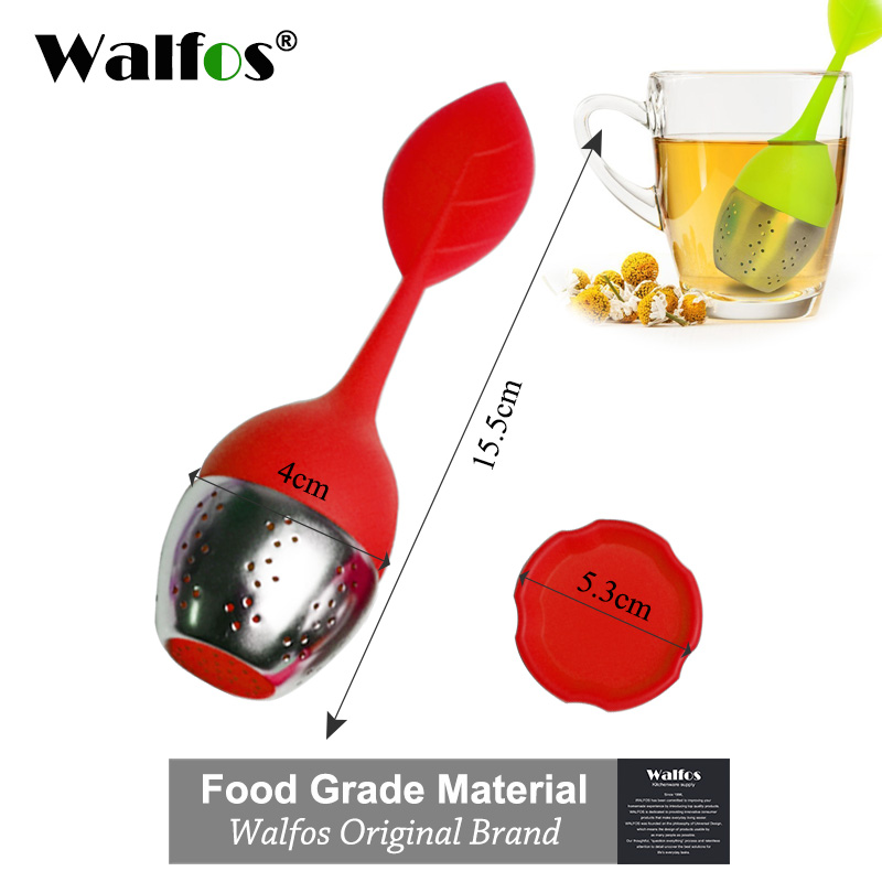 Walfos 1 st silikon tekanna sötlöv te infusör bästa silikon & rostfritt stål blad sil: Röd