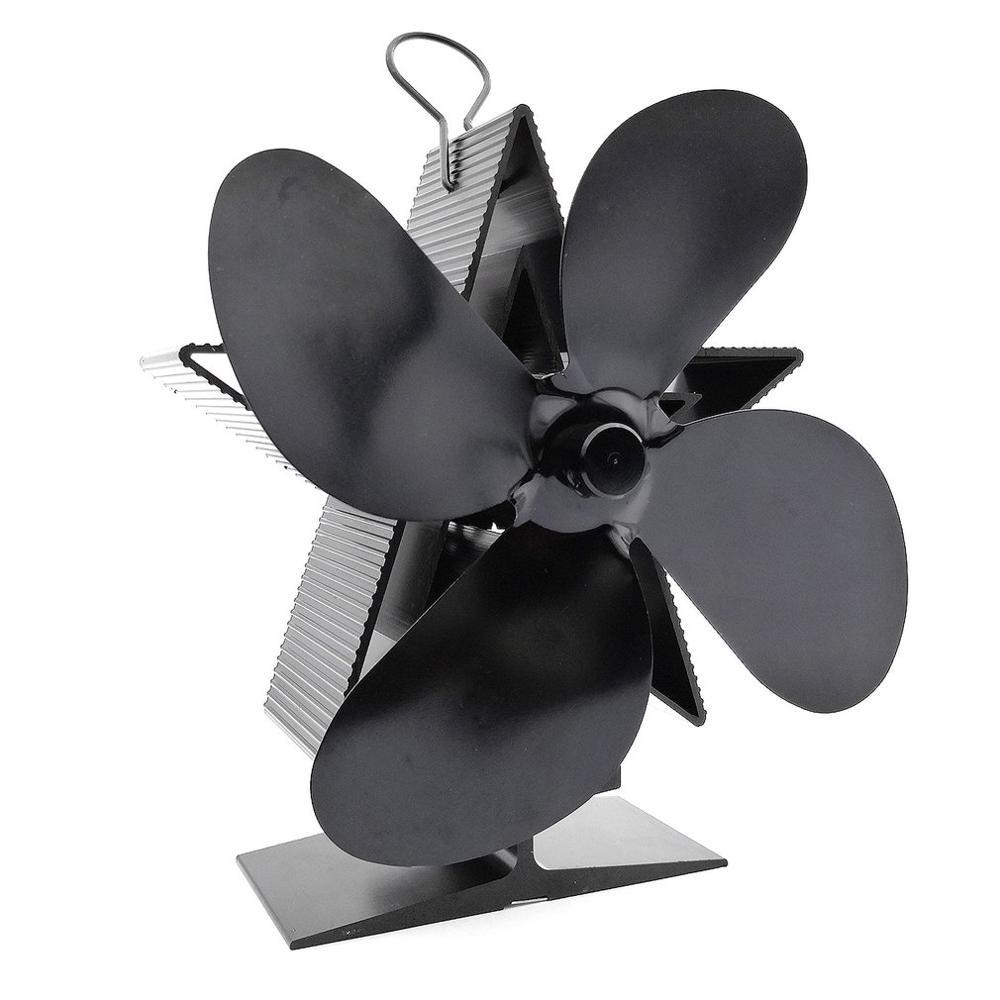 Varmekraft pejs ventilator varmedrevet brændeovn blæser brændeovn ecofan firebladet ventilatorer effektiv varmefordeling: Sort