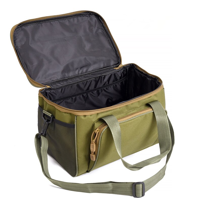 Large Waterproof Fishing Tackle Bag Pesca Case Bait Box Shoulder Strap Pocket Fishing Gear Canvas Bag three color optional: Army Green