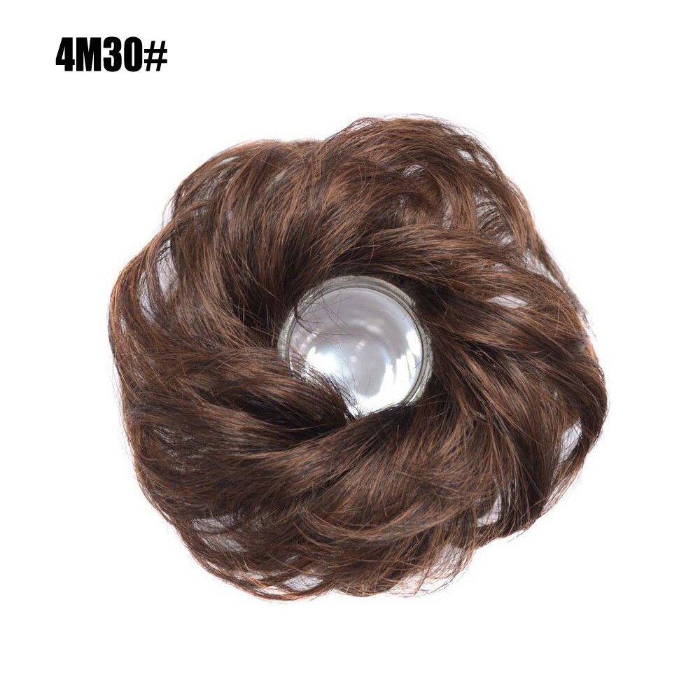 Girls Hair Buns Synthetic Curly Chignon Wrap On Messy Bun Ponytails With Rubber Band Hair Extensions For Women: 4M30