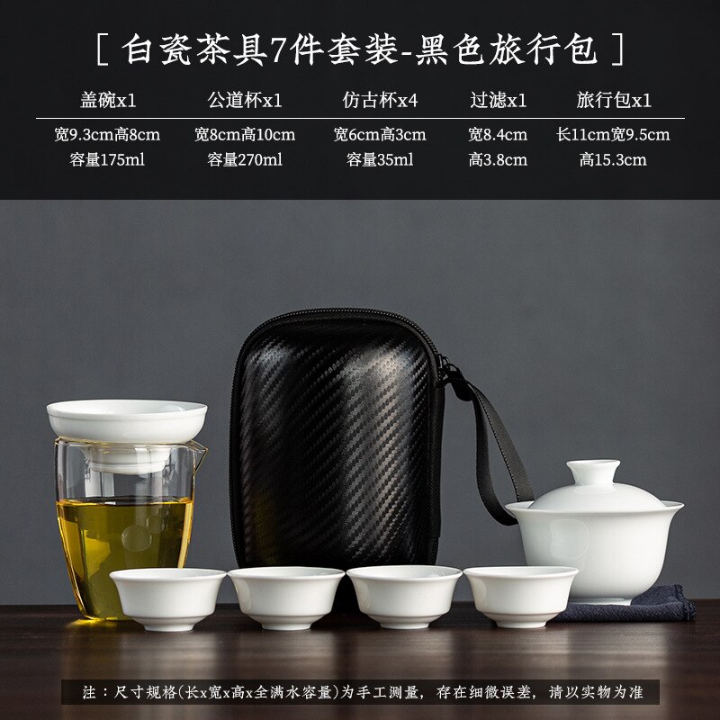 Tea Infuser White Chinese Bubble Ceramic Teapot Kettle Gaiwan Teacups Teaware Portable Travel Tea Set With Bag