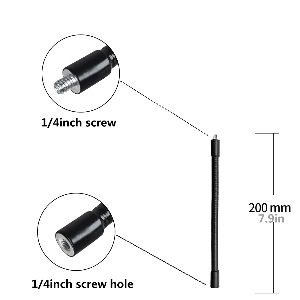Supports de bâton de Selfie monopode à tige en métal Flexible avec vis de 1/4 pouces/bras d'extension de tête sphérique pour trépied d'appareil photo téléphone portable