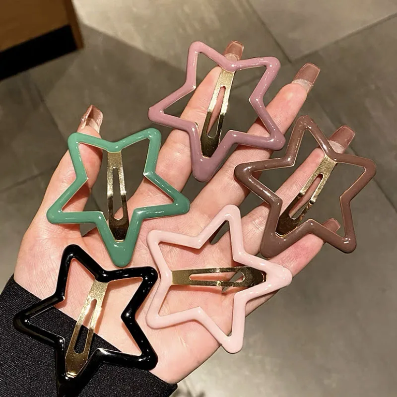 Große Stern-Haarspangen für Frauen, Mädchen, freundlicher, Y2K, süßes süßes Mädchen, bunte fünfeckige Haarnadel, BB-Clip, Kopfbedeckung, Zubehör, ,
