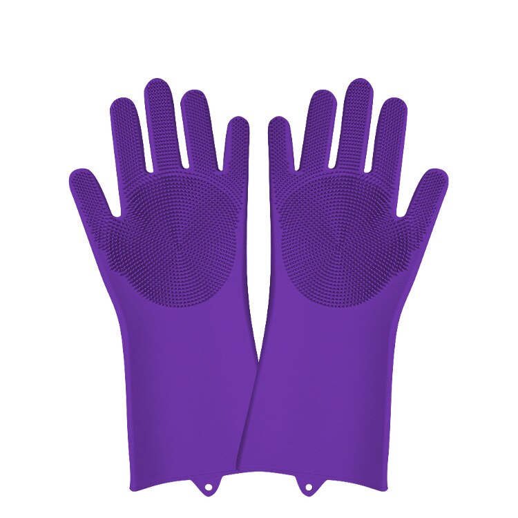 1 paar siliconen was handschoenen met borstel magische siliconen afwas handschoenen afwas voedsel schoonmaken gereedschap schrob handschoenen: Dpur 09-170g
