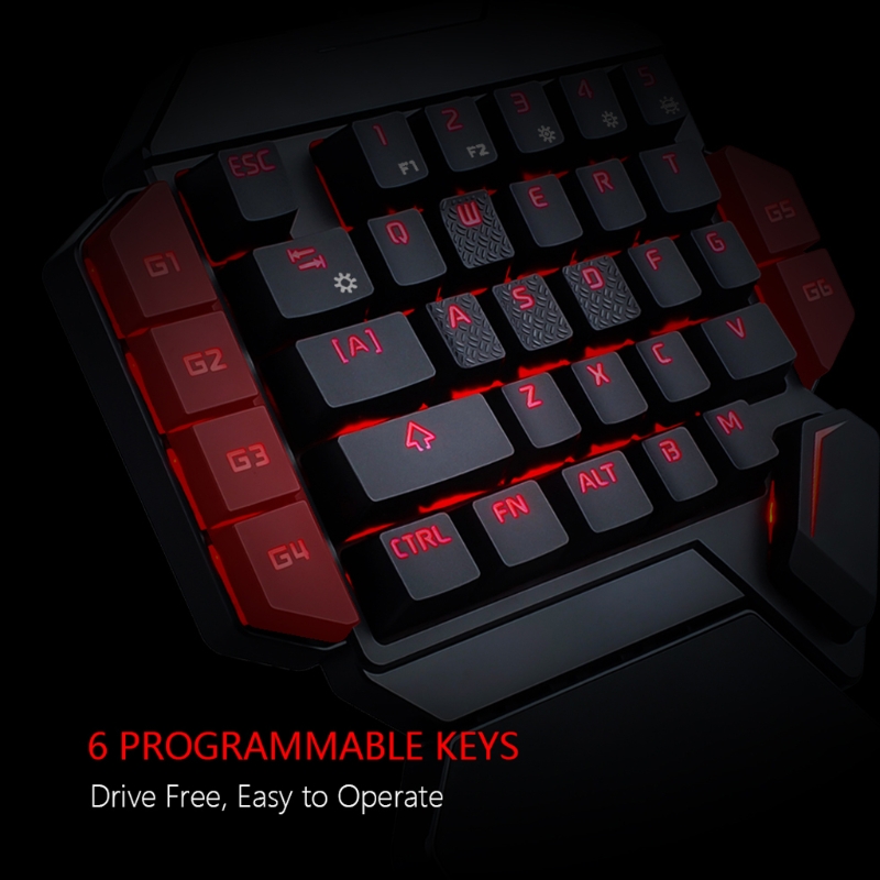 USB Keyboard One-handed Wired 35 Keys Luminous Gaming Keyboards For Tablet Colorful Ergonomics Gamer Keypad Hand Rest