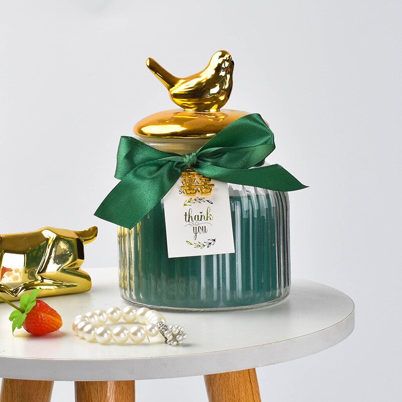 Nordic Storage Bottles Gold Plated Ceramic Cover Glass Jar Color Candy Snack Storage Tank Cartoon Animal Shape Home Decoration: A9