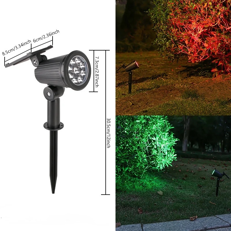 9-LED-zonne-spots buiten IP65 waterdichte helderheid verstelbare spotlicht tuin achtertuin oprit patio decorlamp: Bos Groen