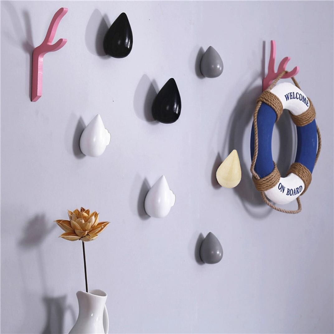 Water Shaped Wall Hook For Door Back Wall Wood Key Hanger Holder Decorative Hooks Handbag Hat Clothes Wooden Hook #TD