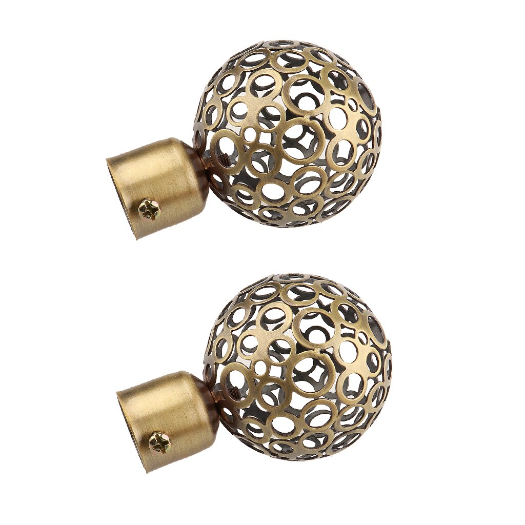 2x Assorted Decorative Window Curtain Pole End Drape Rod Finals Head with Inner Dia. 22mm: Bronze3