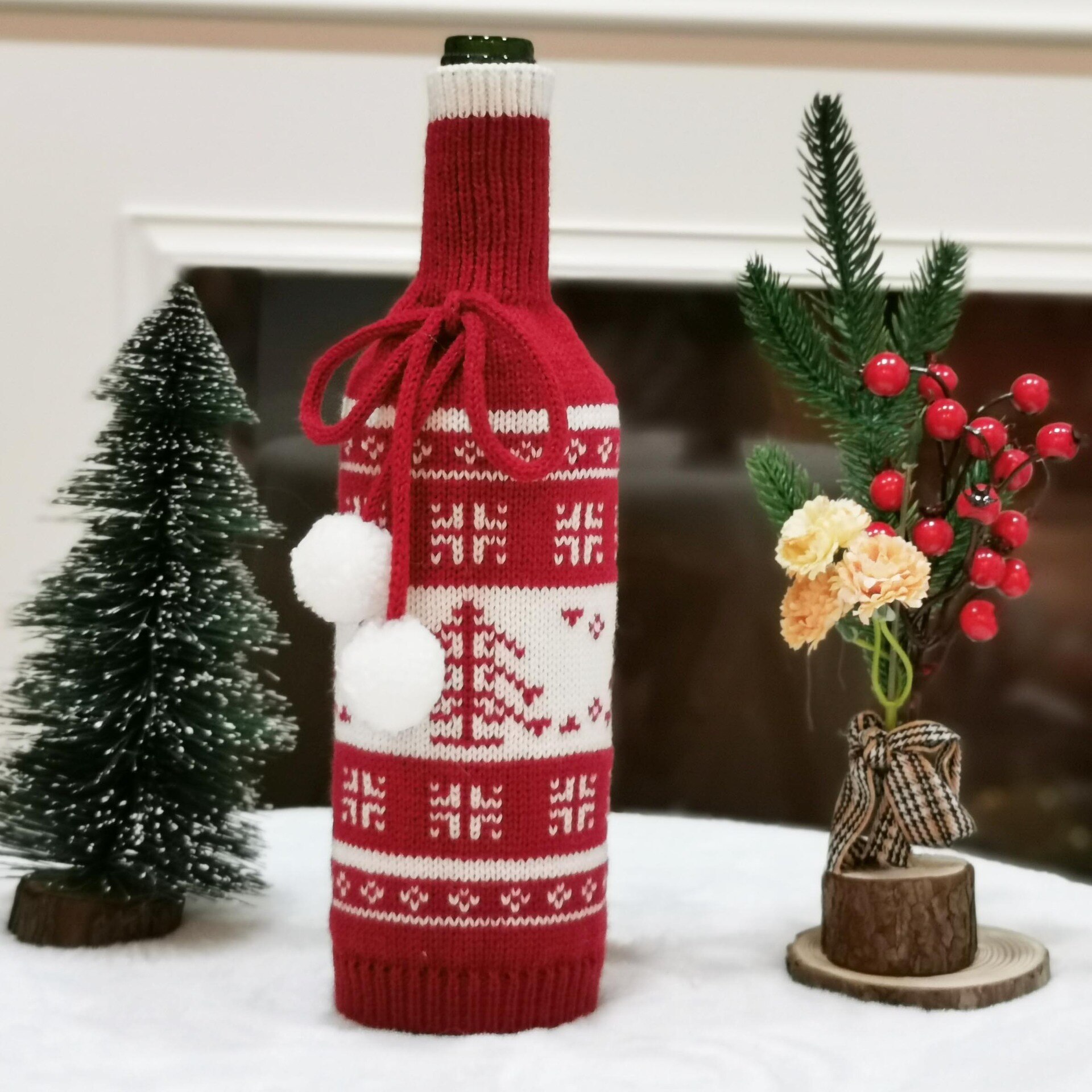 Leuke Kerst Gebreide Wijnfles Cover Leuke Kerstboom Elanden Sneeuwvlok Gebreide Wijn Fles Trui Decor