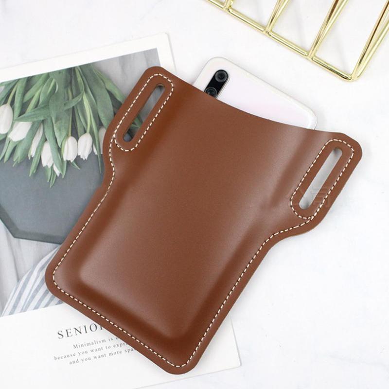 Universal Brown Leather Waist Belt Loop Cellphone Phone Protection Case Bag Holster Men Women Cell Phone Bag 6 Colors