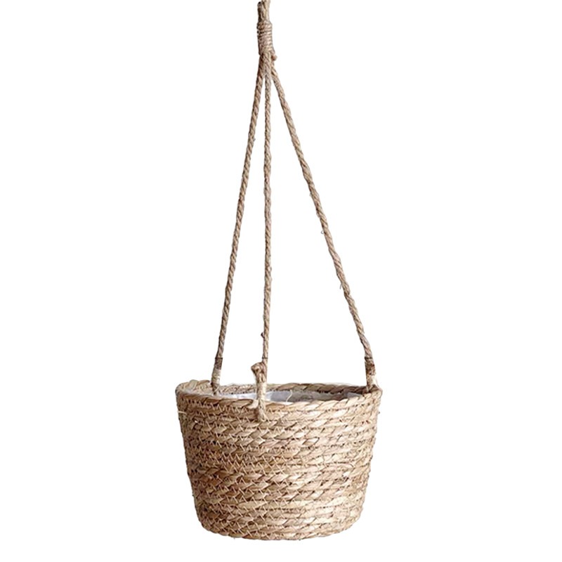 Macetero colgante de macramé para jardín, cesta de almacenamiento de plantas, cuerda de yute tejida para interior y exterior, soporte para maceta de flores, colgadores de plantas, decoración del hogar: Gris claro
