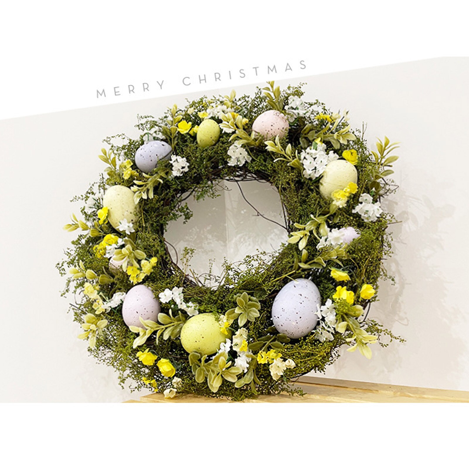 With Twigs And Pastel Eggs Artificial Flower Wreath Garland Decorations Round Wall National Home Door Easter Decoration