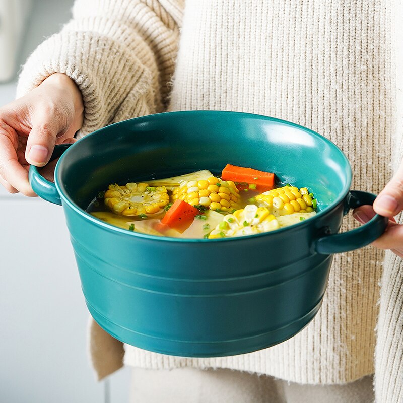 Duże miski robić zupy sałatkowej Ramen, ceramiczna szmaragdowa makaron zbożowa salaterka, Super duża miska zupy
