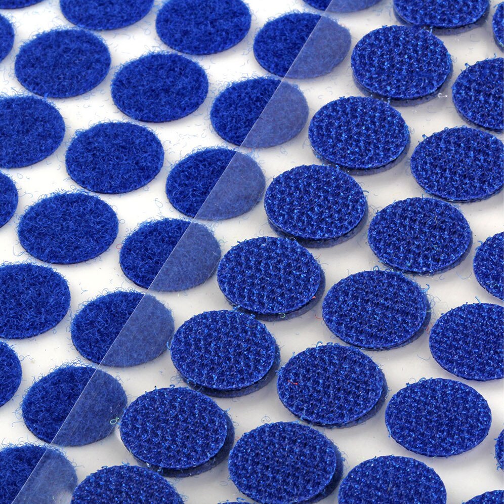 100 par kardborreband självhäftande självhäftande fästtejp krokar och öglor magiska tejp prickar klistermärke kardborreband nylon hem klitterband lim: Blå 25mm