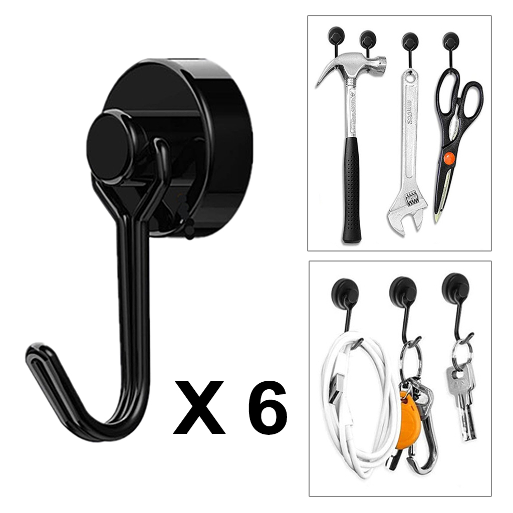 6 Stuks Sterke Magnetische Haken Zware Muur Haken Hanger Sleutel Jas Cup Opknoping Hanger Voor Thuis Keuken Opslag Organisatie