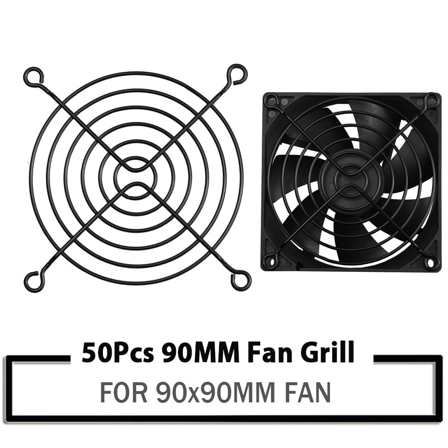 50 sztuk YOUNUON 90mm czarny siatka metalowa osłona na palce siatka ochronna grill wentylatora 9cm 90x90mm wentylator robić obudowy komputera grill